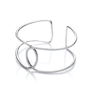 Honeycomb Style CZ Silver Bangle