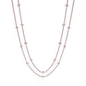 Rose Coated Rubover 23 CZs Necklace 38"