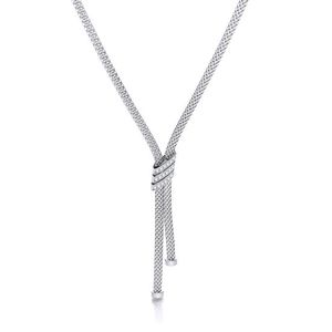 Necklace with 3 Stripes CZs 17"