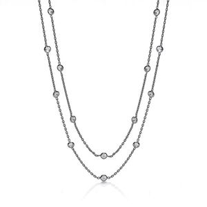 Ruthenium Coated Rubover 23 CZs Necklace 38"