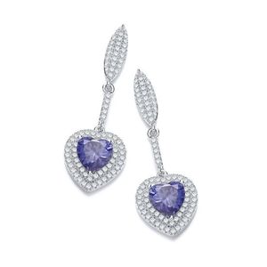 Micro Pavé Blue Heart Drop CZ Earrings