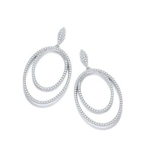 Micro Pavé Double Oval Drop CZ Earrings