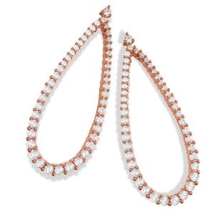 Micro Pavé Rose Coated Pear Shape Drop CZ Earrings