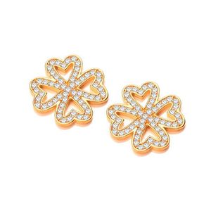 Four Leaf Clover Yellow Gold Coated Silver Earrings