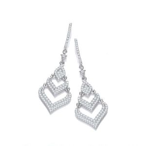 Fancy Multi Layered Silver Drop Earrings