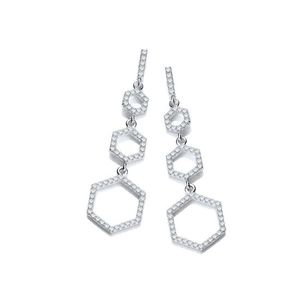 Honeycomb Style Silver CZ Earrings