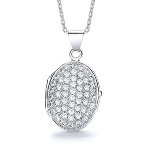 Oval Shape All CZs on Front Locket