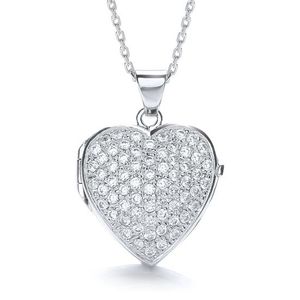 Big Heart Shape All CZs on Front Locket