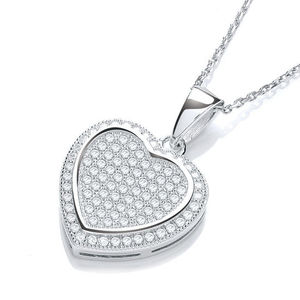 Micro Pavé Heart Pendant with 18" Chain