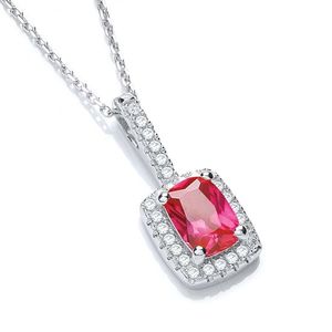 Micro Pav&eacute; Fancy Pendant Red Small CZ with 18" Chain
