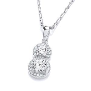 Micro Pavé White Drop Pendant with 18" Chain