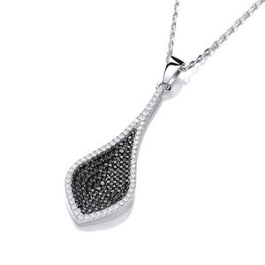Micro Pavé Black & Clear Drop Pendant with 18" Chain