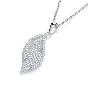 Micro Pavé Leaf CZ Pendant with 18" Chain