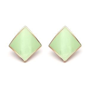 Green Enamel Curved Diamond Shaped Screw Back Clip-on Earrings