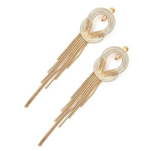 Gold-tone Knot Tassel Statement Screw Back Clip-on Earrings