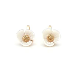 Mother of Pearl Flower Gold-tone Clip-on Earrings