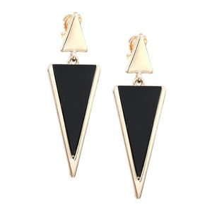 Black Triangle Gold-tone Drop Clip-on Earrings