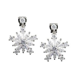 Silver-tone Cubic Zirconia 5-jagged Star Drop Clip-on s