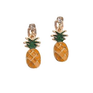 Yellow Pineapple Drop Clip On Earrings