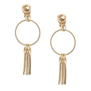 Gold-tone Circle with Sticks Drop Clip On Earrings