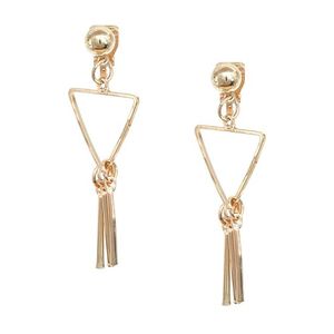 Gold-tone Triangle with Sticks Drop Clip On Earrings