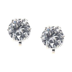 Simulated Diamond April Birthstone CZ Crystal White Gold Plated Clip On Earrings