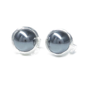 Hematite Sterling Silver Earring, 6mm Stone