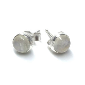 Moonstone Sterling Silver Earring, 6mm Stone