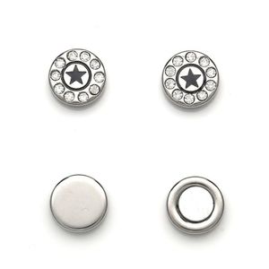 Silver-tone Round Crystal Star Magnetic Earrings