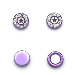 Purple Round Crystal Star Magnetic Non-Pierced Earrings