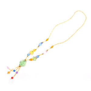 Long multicoloured necklace with glass beads