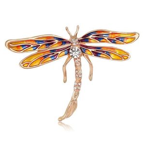 Gold-tone Diamante Crystal Enamel Dragonfly 