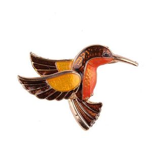 Orange Brown Enamel Bird 