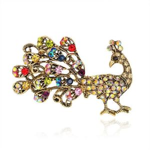 Multicoloured Crystal Diamante Peacock Vintage Style 