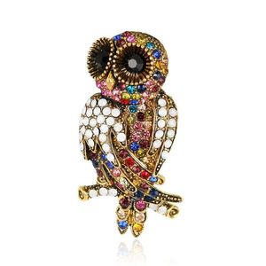 Vintage Style Multicoloured Crystal Diamante Owl