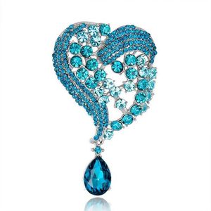 Blue Diamante Crystal Heart with Teardrop 