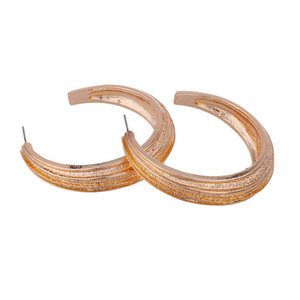 Big Gold Tone Textured Hoop Statement Earrings 