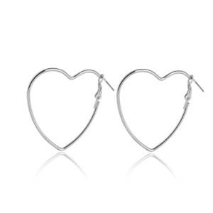 Silver Tone Heart Hoop Earrings