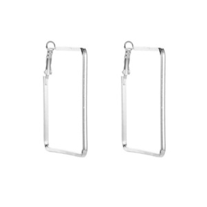 Simple Square Hoop Earrings in Silver Tone