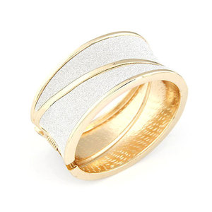 Exquisite gold tone with silver glitter smooth curve hinge bangle