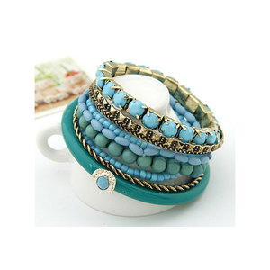 Turquoise blue multi layer Bohemian style bead bracelet