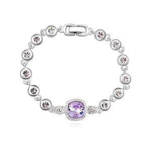 Violet Swarovski Elements Crystal cushion pave gold-plated bracelet