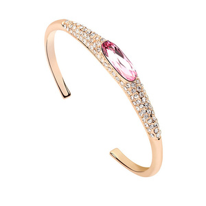 Lovely pink Austrian crystal with CZ gold-plated bangle