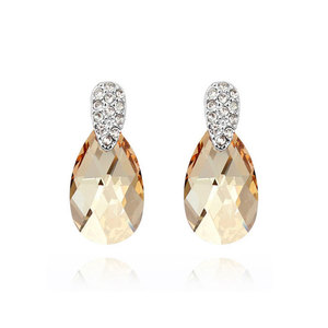 Golden shadow Swarovski Elements Crystal gold-plated teardrop stud earrings