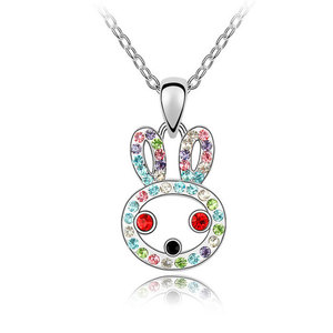 Gold-plated necklace with colorful Swarovski Elements Crystal bunny pendant