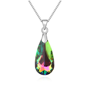 Gold-plated necklace with colourful Swarovski Elements Crystal teardrop pendant