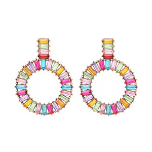 Multicoloured Crystal Hoop Drop Earrings