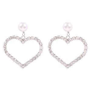 Diamante Heart Drop Earrings