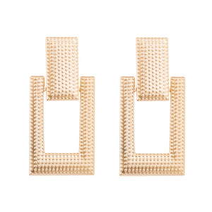 Dot Textured Rectangle Door Knocker Drop Earrings