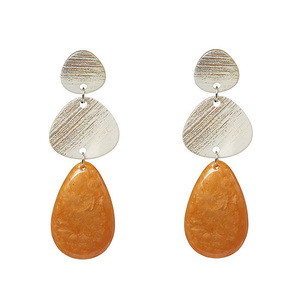 Trio Tiered Marble Effect Teardrop Drop Earrings